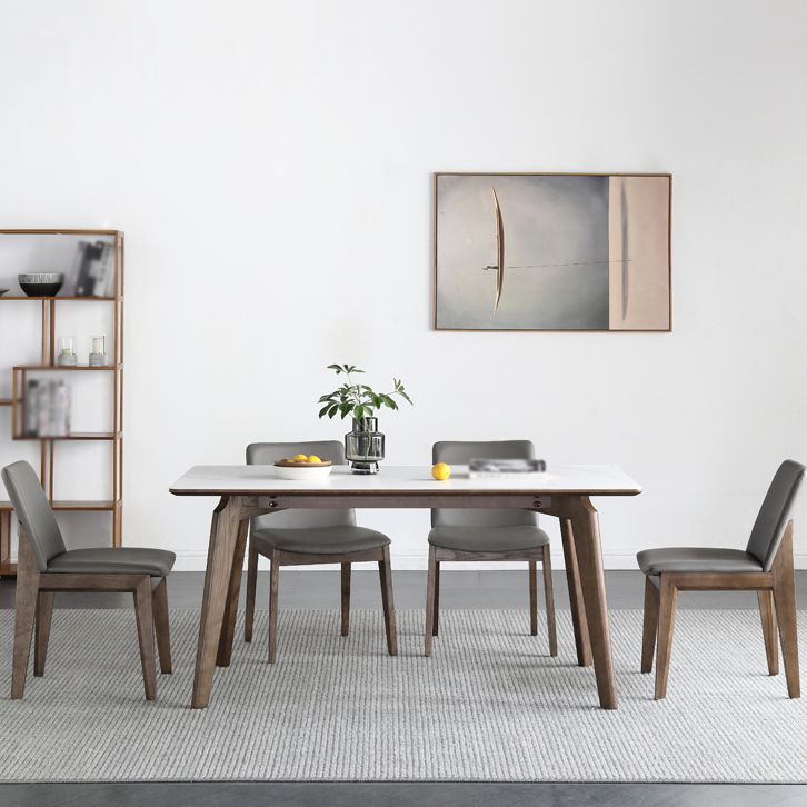 Mesa de comedor estándar blanca de mediados de siglo Mesa de comedor rectangular de piedra sinterizada para cocina