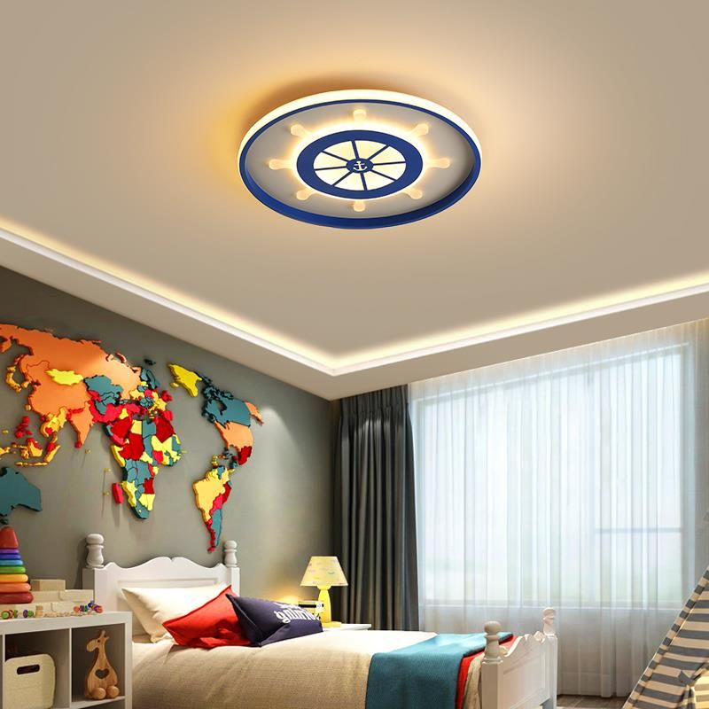 Luminaire encastré LED minimaliste plafonnier cercle bleu avec abat-jour en métal