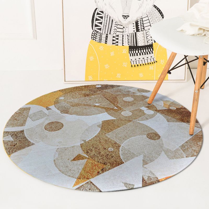 Contemporary Geometric Pattern Rug Yellow and Black Polyester Rug Washable Pet Friendly Non-Slip Area Rug for Living Room