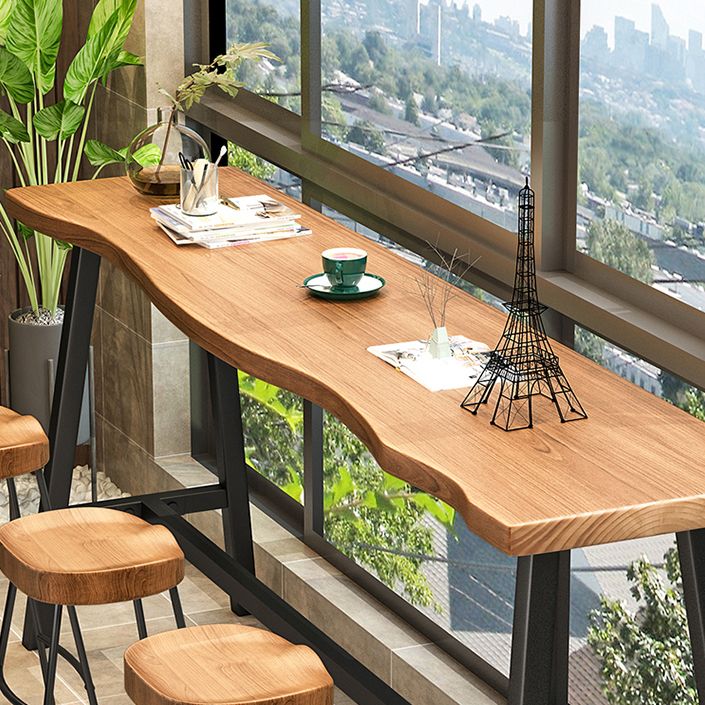 Solid Wood Bar Table Set Industrial 1/2/4 Pieces Metal Counter Set for Home Use