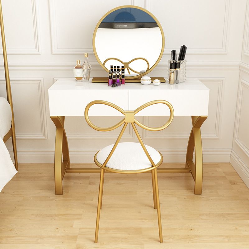 Glam Vanity Set with Drawer Bright White Wood Make-up Vanity, 15.74" Wide