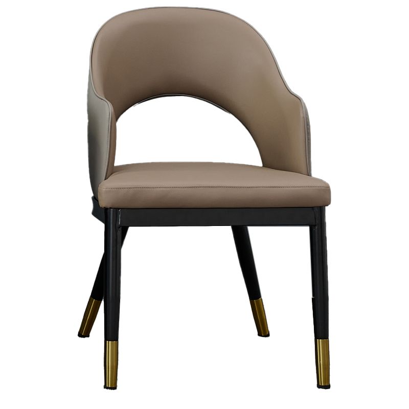 Metal Industrial Dining Chair with Arms Matte Finish Open Back Side Chair
