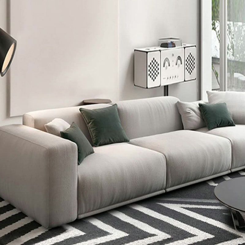 Contemporary Slipcovered Cushions Settee Cotton Pillow Top Arm Sofa