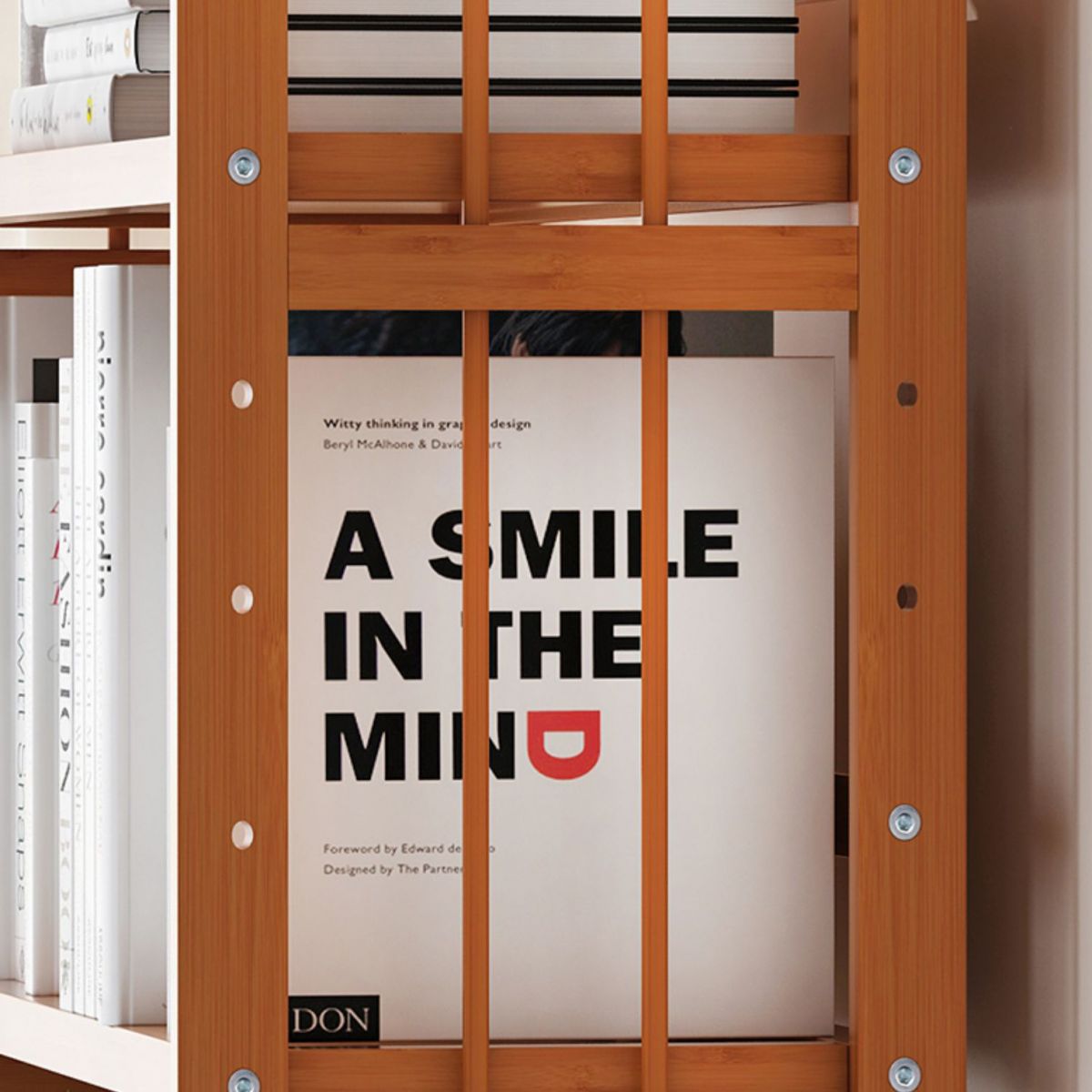 Contemporary Manufactured Wood Etagere Bookshelf Vertical Open Bookcase