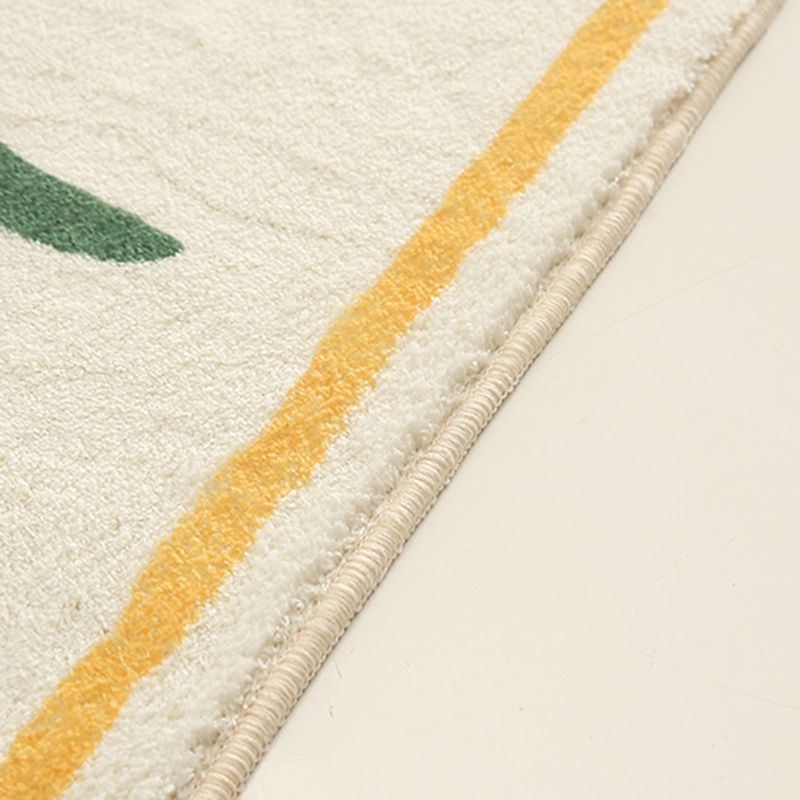 Yellow Flowers Rug Polyester Rug Area Carpet Anti-Slip Washable Rug for Living Room