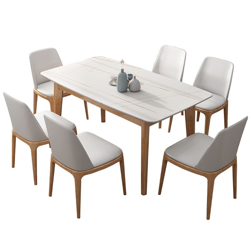 Simplicity Dining Room Table Rectangle Stone Furniture in White
