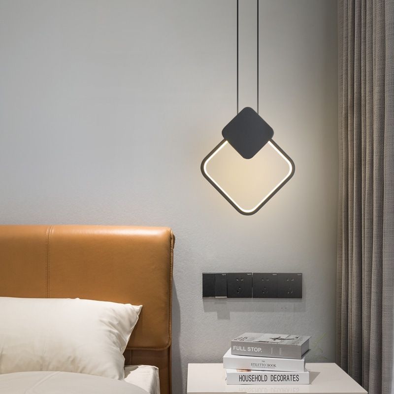 Acrylic Geometric LED Pendant Light in Modern Simplicity Wrought Iron Hanging Lamp for Living Room