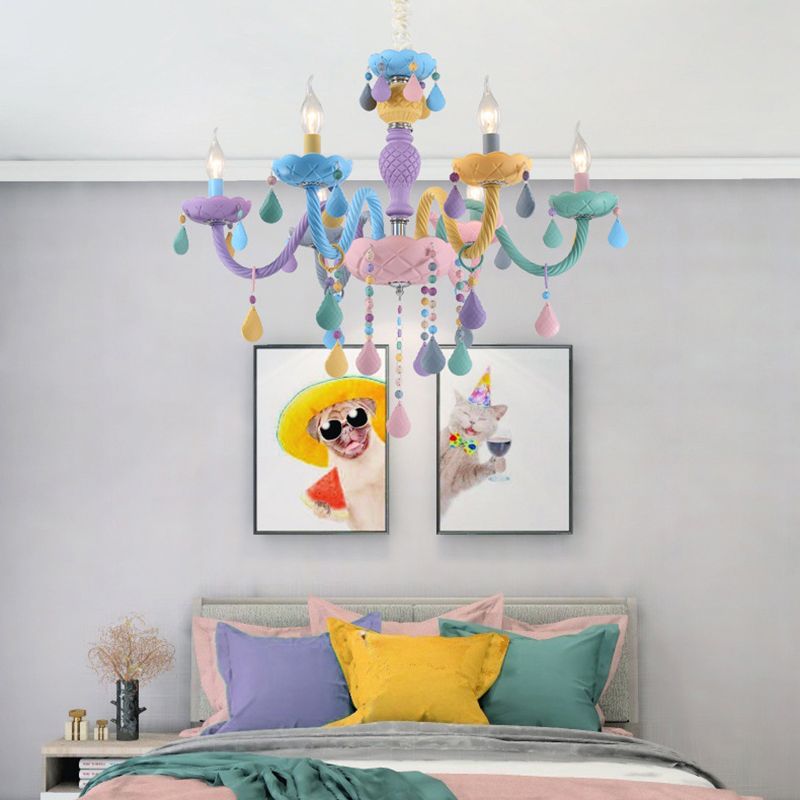 Moderne macaron kaarsenkroonluchter hanger licht metaalhangende hanglampen voor restaurant