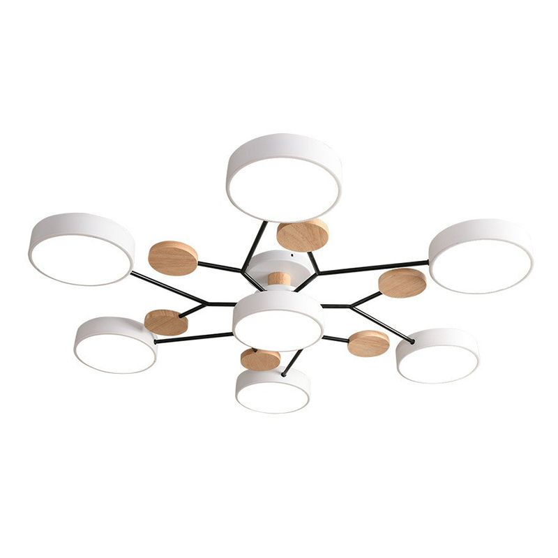 Acrylic Round Shade LED Ceiling Lighting Simplistic 7 Heads Chandelier Light Fixture