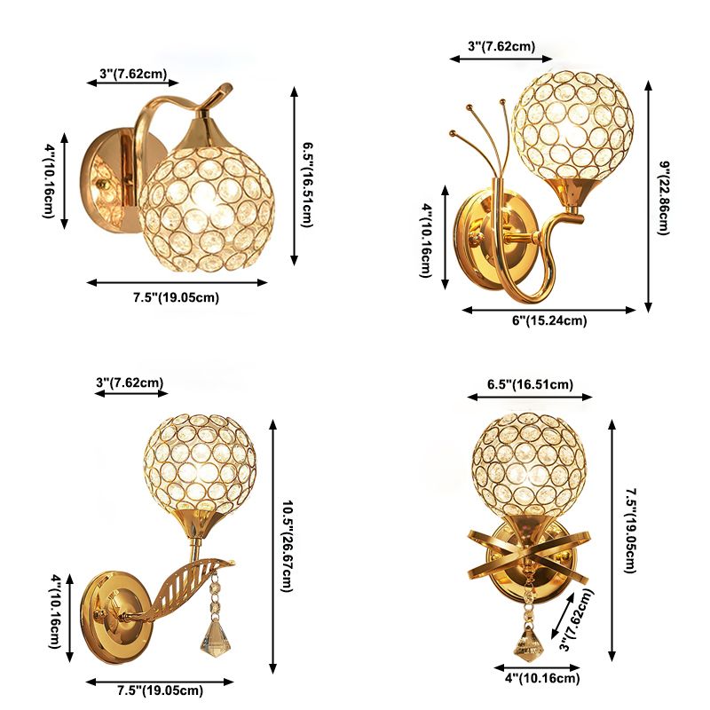 Lampe murale murale globe moderne à 1 lumière luminaire de montage mural avec une teinte en cristal transparent