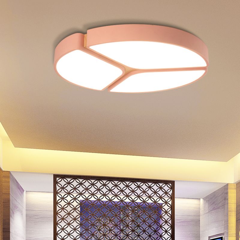 16"/19.5"/23.5" Wide Circular Flushmount Light Macaron Metallic Led Close to Ceiling Light in Warm/White Light