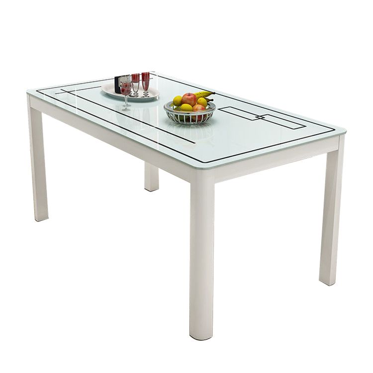 Modern White Glass Dining Table Rectangle Dining Table for Kitchen