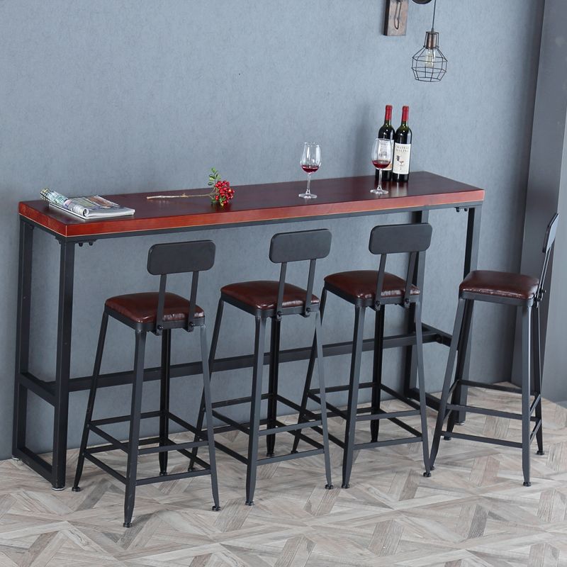 Industrial Armless Counter Stool Iron Cafe Bar Stool with Leather Cushion