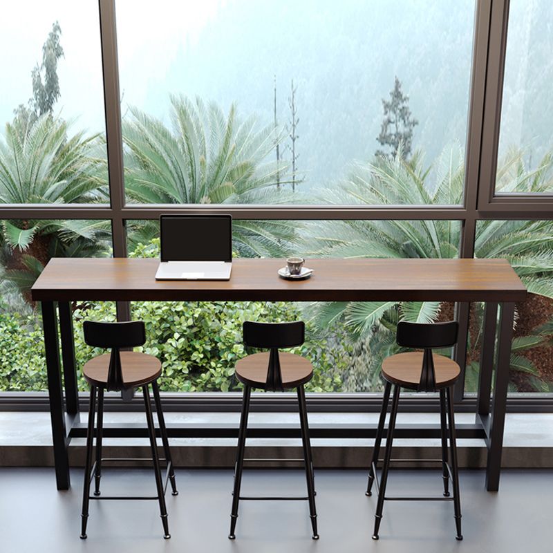 Solid Wood Dining Stools Contemporary Bar Stools with Footrest