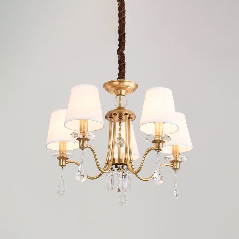 Borta lampada lampadina in ottone in ottone 5 teste tradizionali a sospensione con drappeggio cristallino
