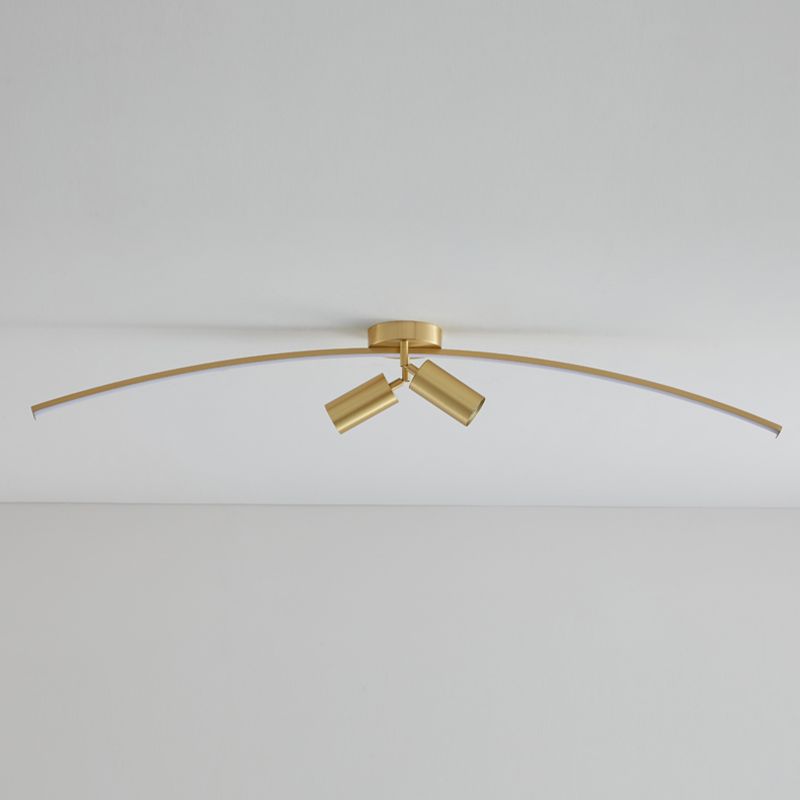 Modern Brass Ceiling Light Linear 3 Lights Flush Mount Ceiling Light for Bedroom