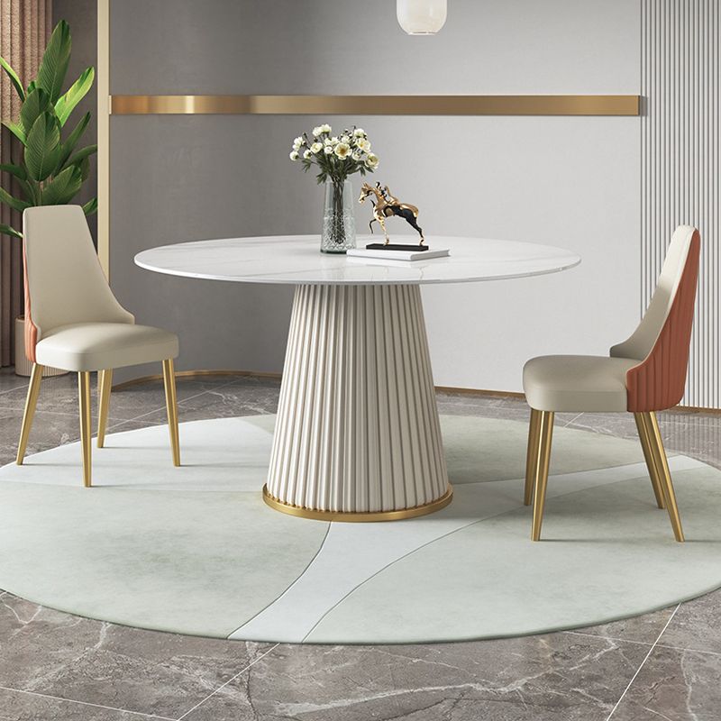 Glam Style Parsons Side Chair Leather White Indoor Dining Chair