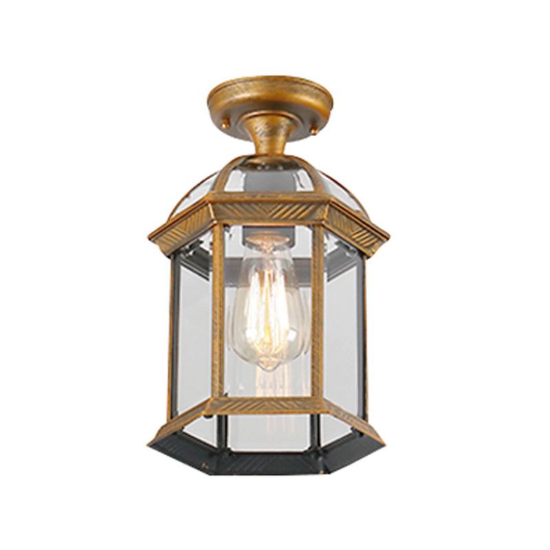 Plafonnier de style traditionnel avec abat-jour en verre transparent, luminaire encastré pour couloir