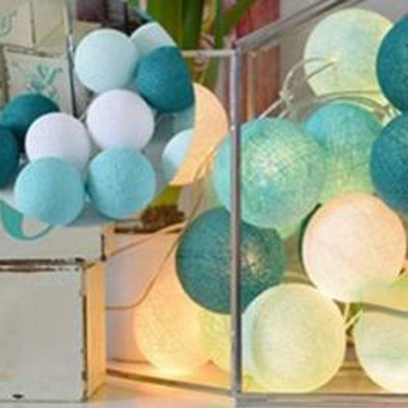 Colorful Globe LED Festive Lights in Modern Artistic Style Cotton Ball Indoor String Lights