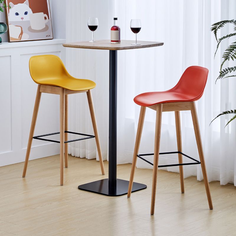 Contemporary Acrylic Backrest Counter High Stool with Wooden Base
