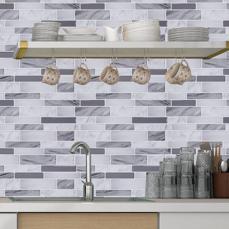 Country Mosaic Tile Stick Wallpapers Grey Brick Look Wall Art for Kitchen Backsplash