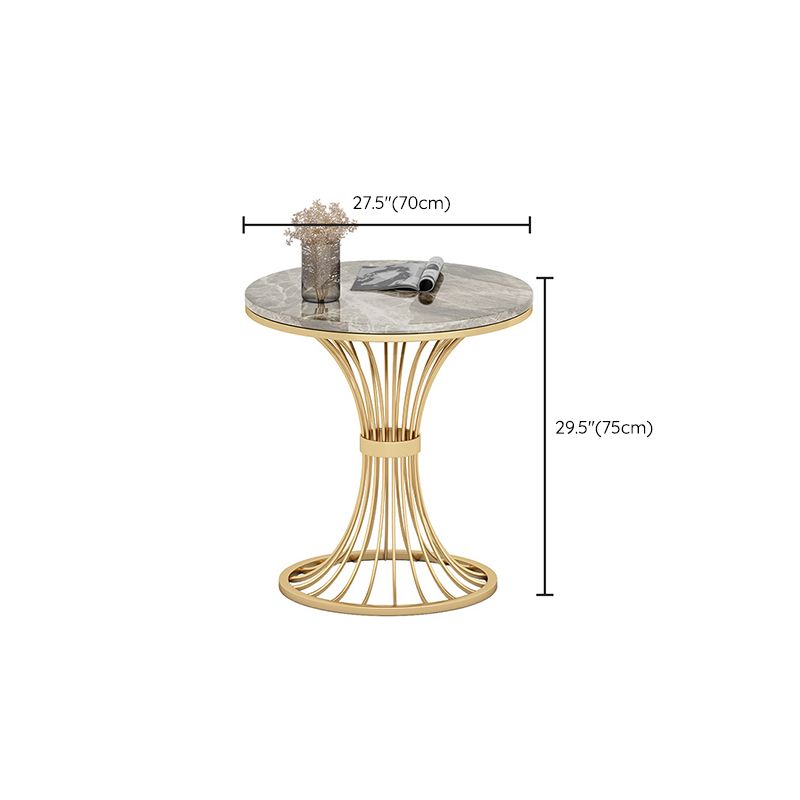 Modern Round Dining Table for Kitchen Glossy Grey Dinette Table with Metal Base