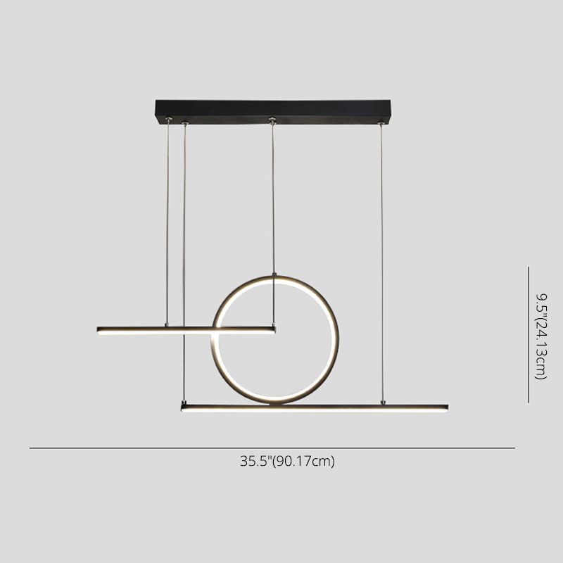 Modern Minimalist Style Linear Island Light Fixture Metal Pendant Light