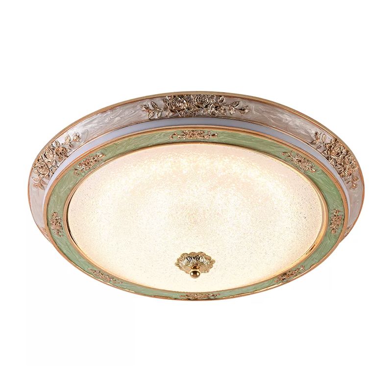 Seeded Glass Green Flush Lamp Fixture Domed LED Traditional Flush Mount Lighting in Warm/White Light, 14"/16"/19.5" W