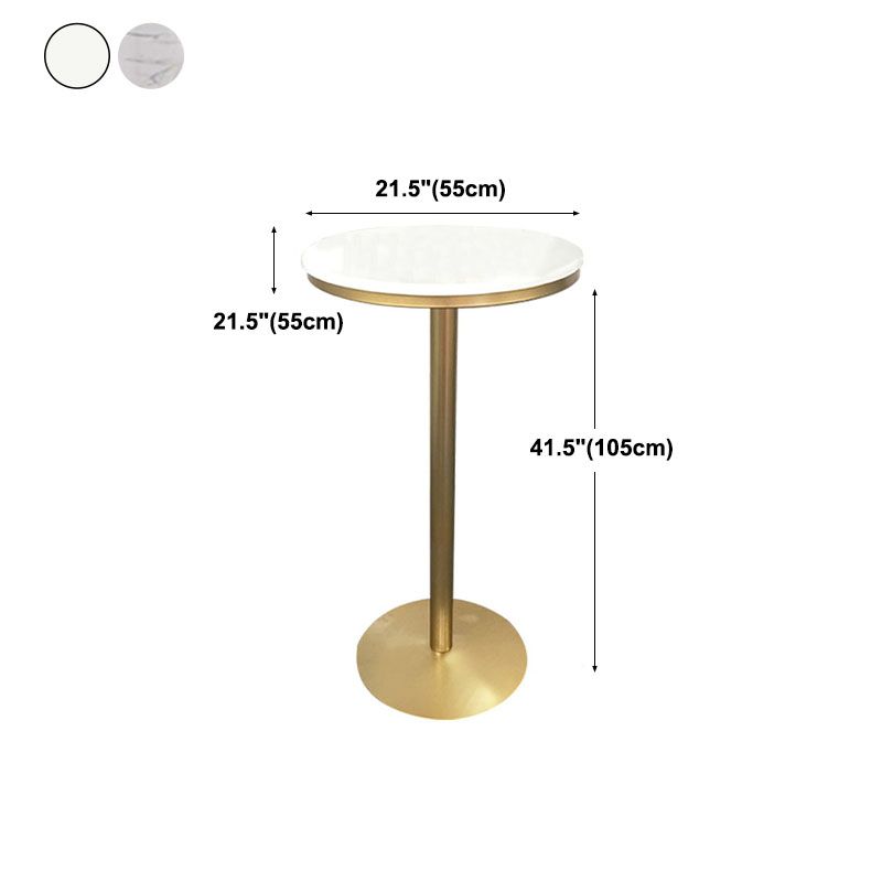 Mesa de barra de metal de oro de estilo glamoroso interior 41.3 "h Table de bistro de pedestal