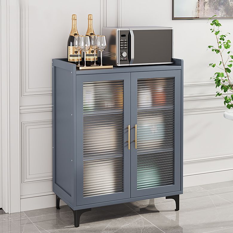 Gray Buffet Server Bamboo Dining Server with Storage for Kitchen