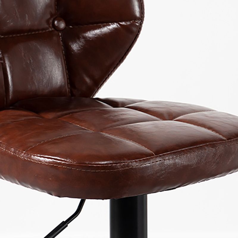 Scandinavian Metal Stool Adjustable Low Back Faux Leather Upholstered Counter Stool