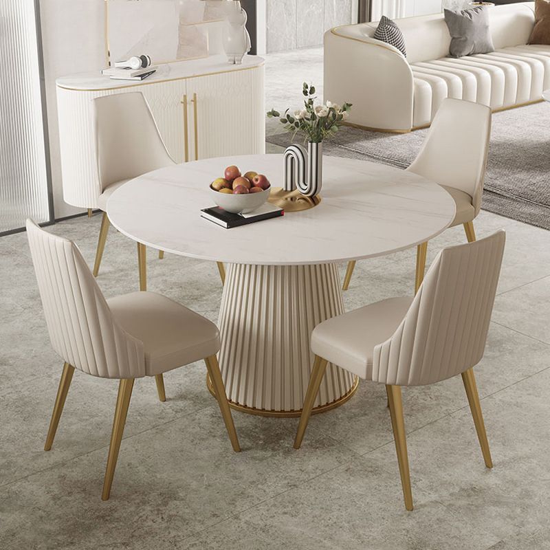 Modern Pedestal Table Steel Base Round Dining Table for Home Kitchen