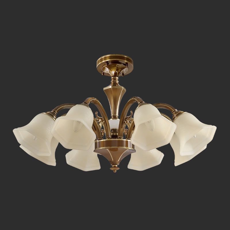 American Style Ceiling Light Bell Shape Ceiling Lamp with Glass Shade for Living Room