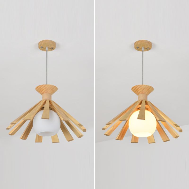 Kegelvormige eetkamer hangend plafondlicht houten Noordse stijl hanglamp lamp in hout in hout