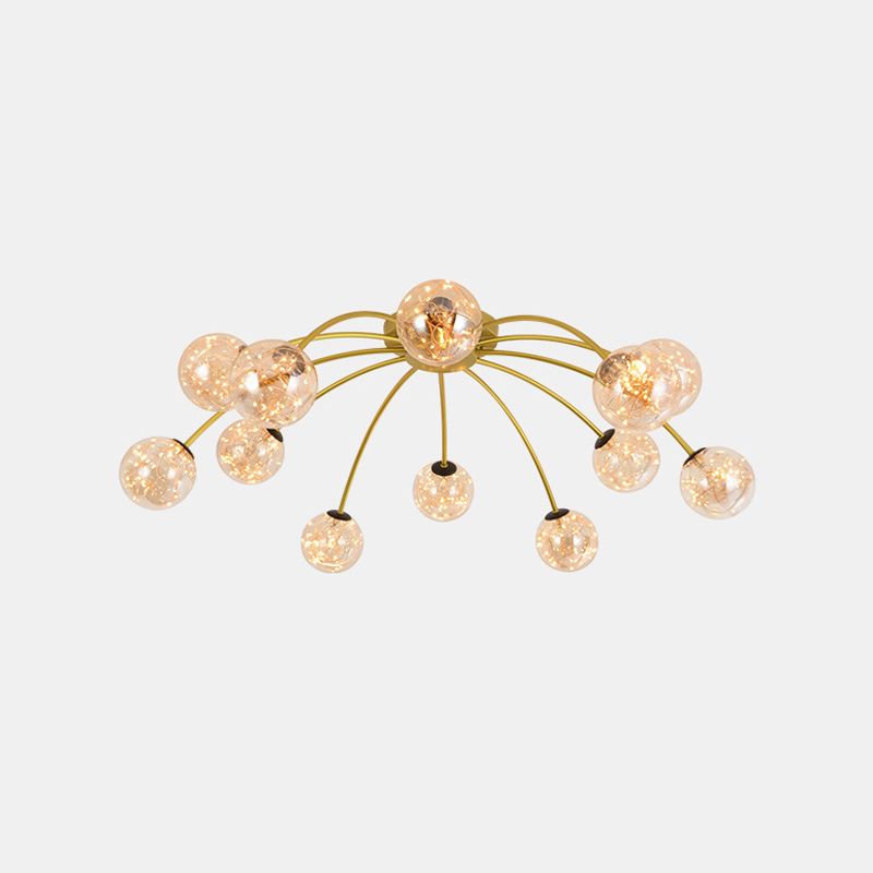 Lámpara de techo redondo de vidrio lámpara de montaje semi rasciquete led simple