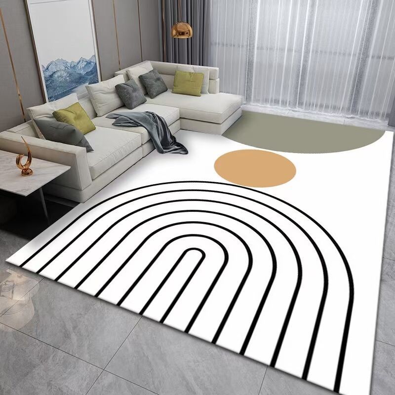 Dark Modern Rug Polyester Striped Rug Washable Rug for Home Decor