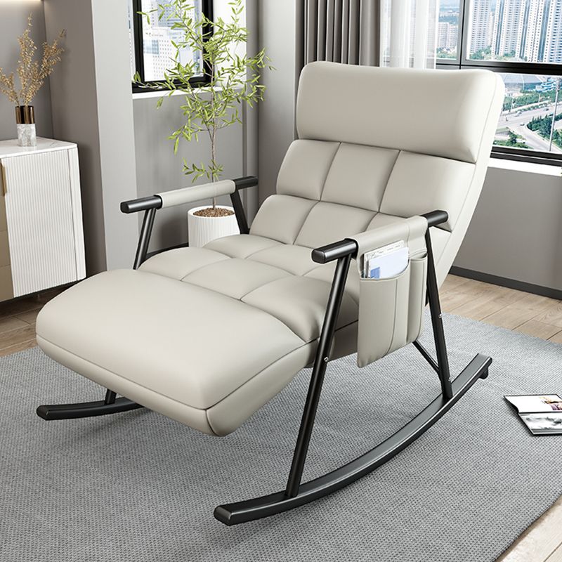 Contemporary Rocking Chair Cotton Upholstered Tufted Wing Chair Back Indoor Rocking Chair