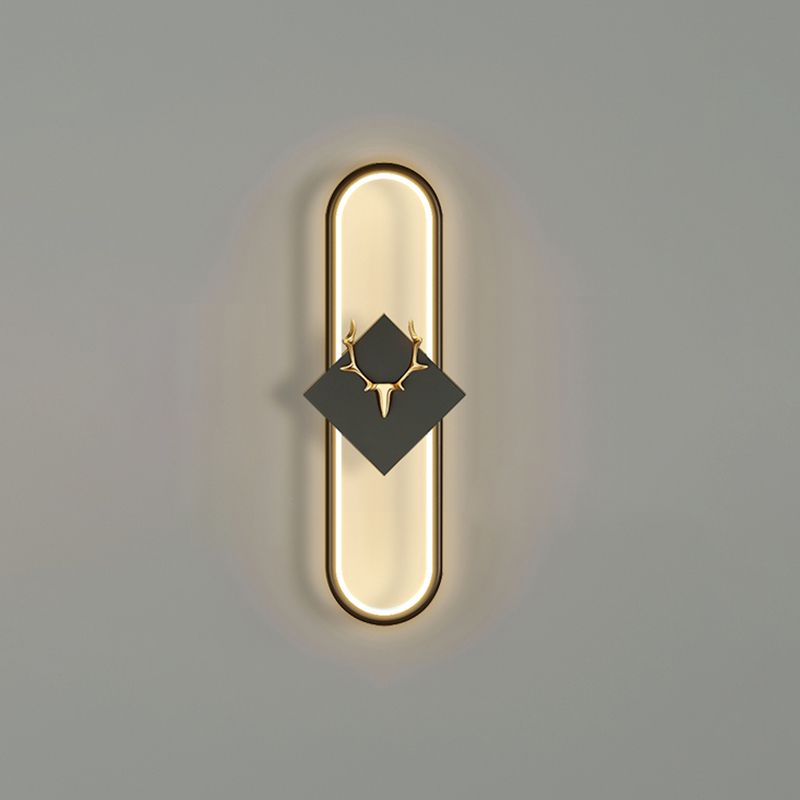 Oval Shape Metal Wall Light Modern Style 1 Light Wall Lighting Idea