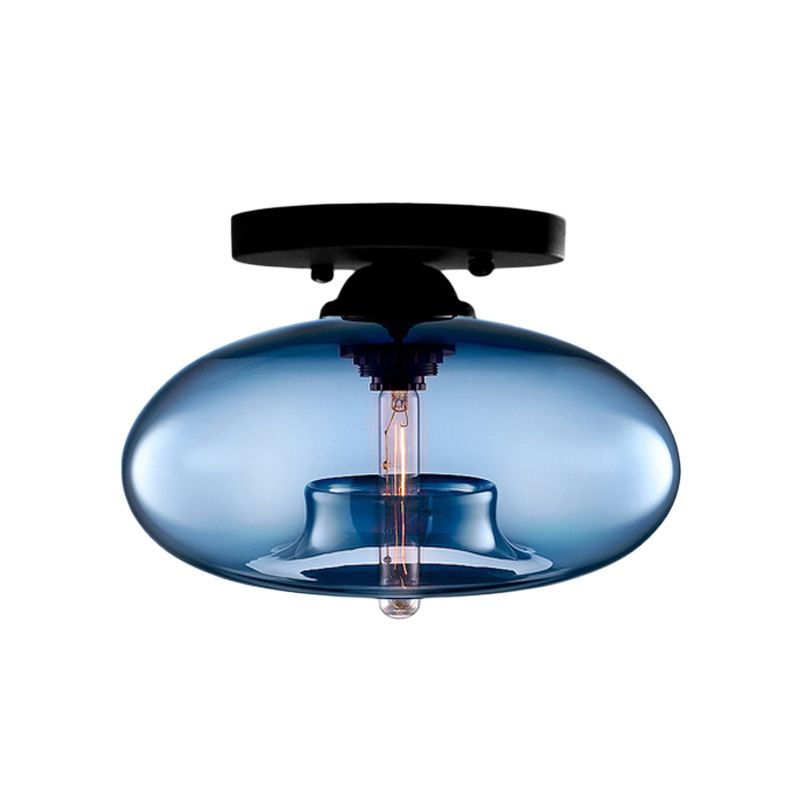 Lampe encastrée ovale en verre, Style Simple, 1 lumière claire/ambre/fumée, plafonnier pour couloir