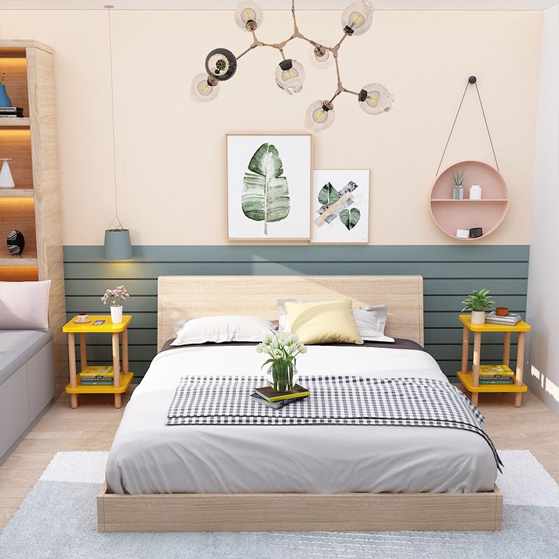 20.87" Tall Wood Side Accent Table Geometric Shelf Included End Table