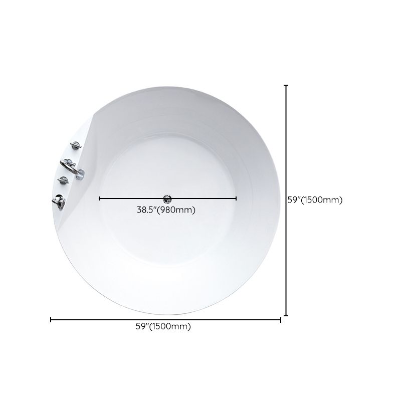 Modern Freestanding Round Bathtub Center Drain Bathroom White Tub