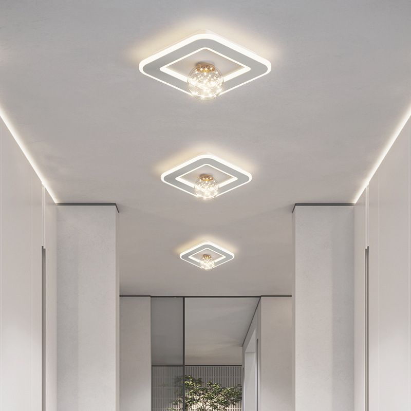 Modern Geometric Flush Light Fixture Metal 2 Light Flushmount Lighting