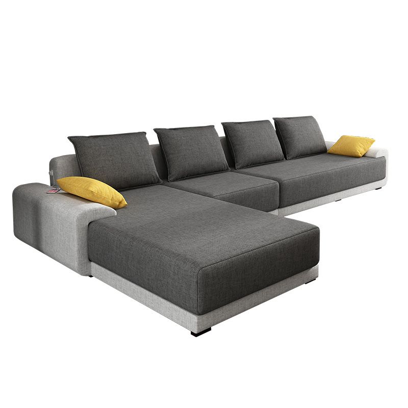 Modern Cushions Pillow Top Arm Sectional with Slipcovered for Living Room