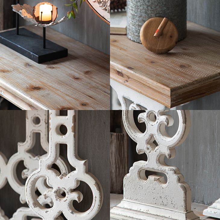 Wood Rectangle Console Table Distressed French Country Accent Table