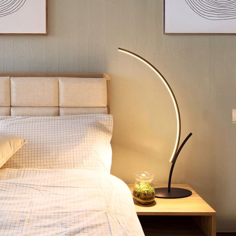 Contemporary Curvy Reading Book Light Acrylic LED Night Table Lamp in Black for Bedside