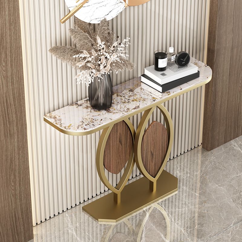 Glam Console Accent Table Antique Finish Half Moon Console Table