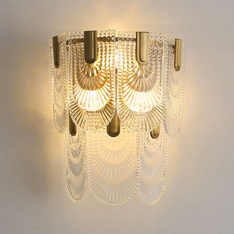 Metal & Glass 2 - Light Wall Light Post Modern in Gold & Clear