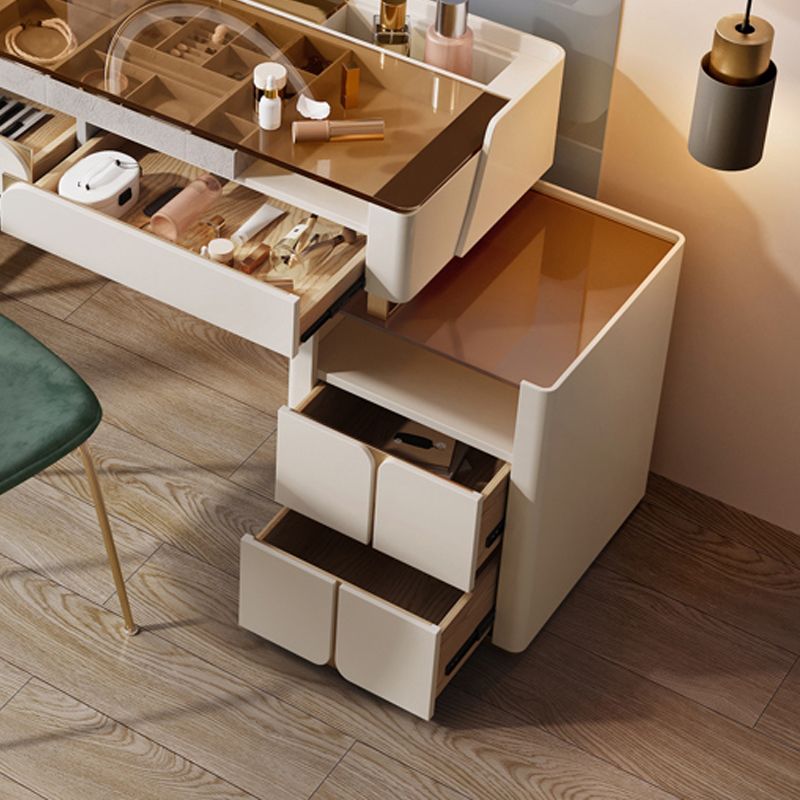 Glass Top Makeup Vanity Desk Storage Box Makeup Vanity Set with Drawer