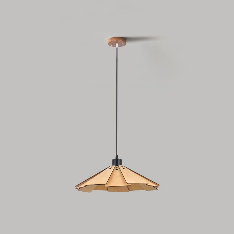 Geometry Shaped Basswood Ceiling Pendant Light Modern Style Hanging Light for Dining Room
