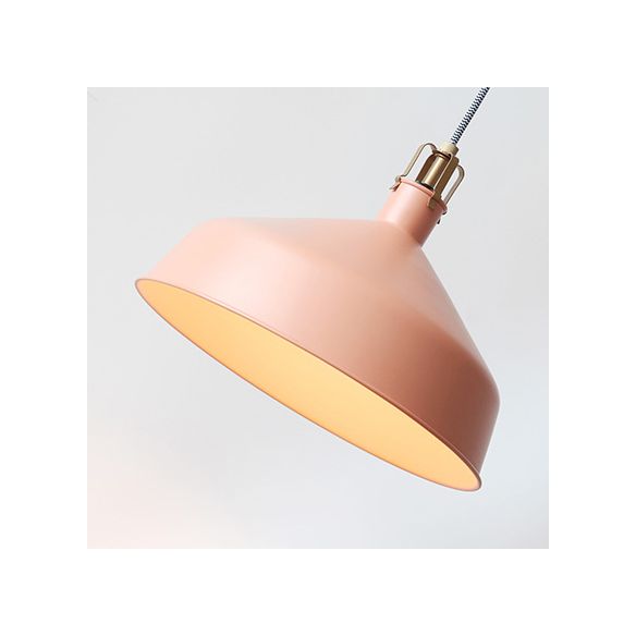 8,5 "/13" W gewölbte Metallanhänger Beleuchtung Industrial Style 1 Light Ess Room Hanging Lamp mit verstellbarer Kabel in Grau/Rosa